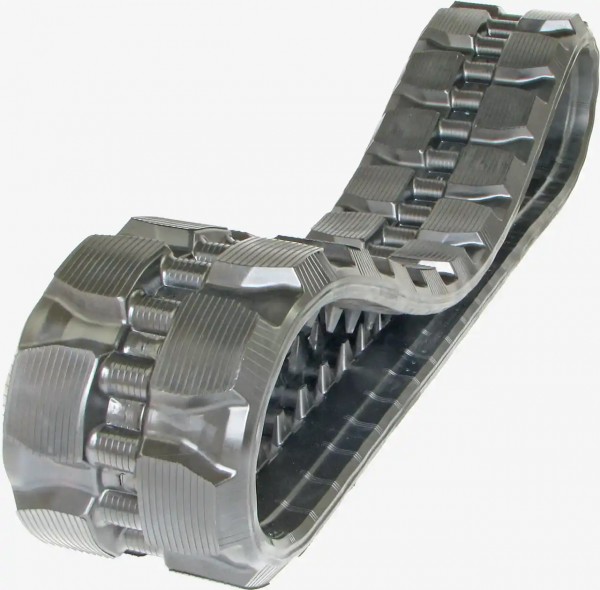 Abbildung der Bridgestone Gummikette für Kompaktlader. Das Maß 320x52x86KF. Seitlicher Blick auf die gesammte Laderkette.